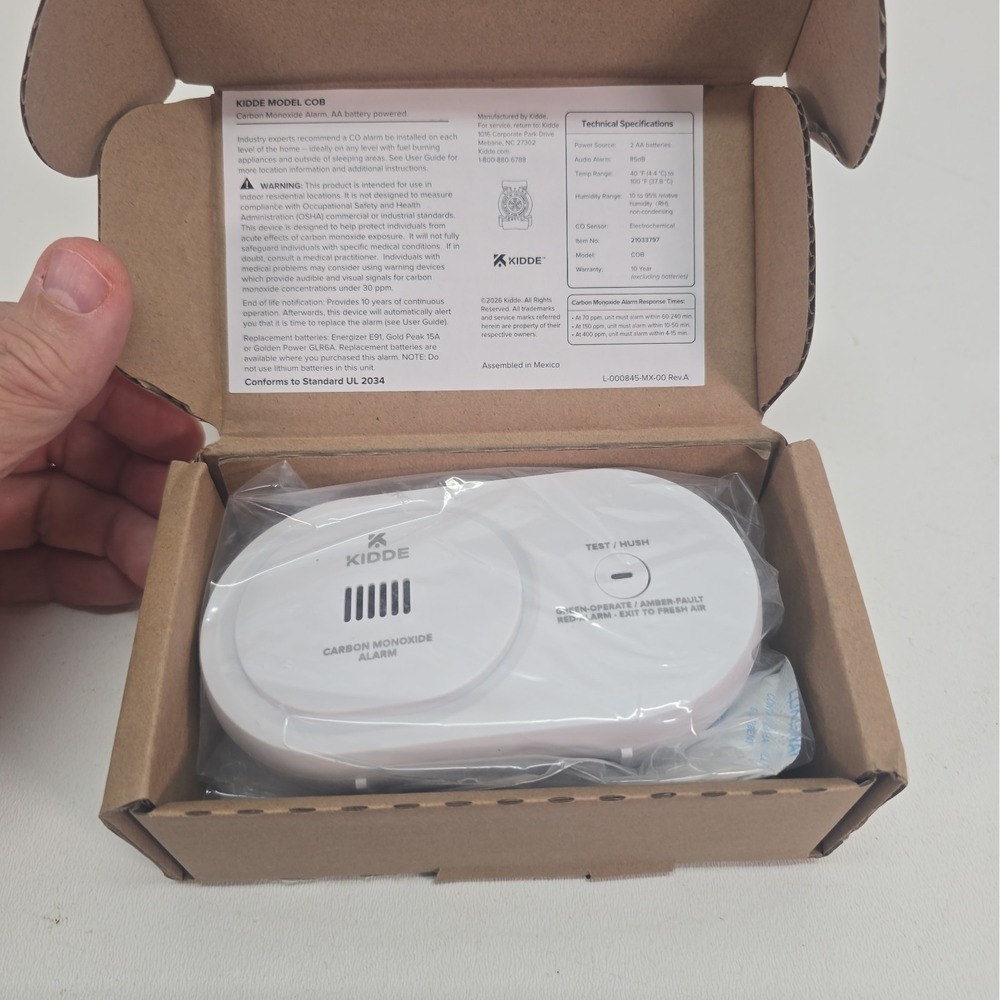 Kidde Battery Powered Portable 85dB Travel Safety Carbon Monoxide Detector, COB